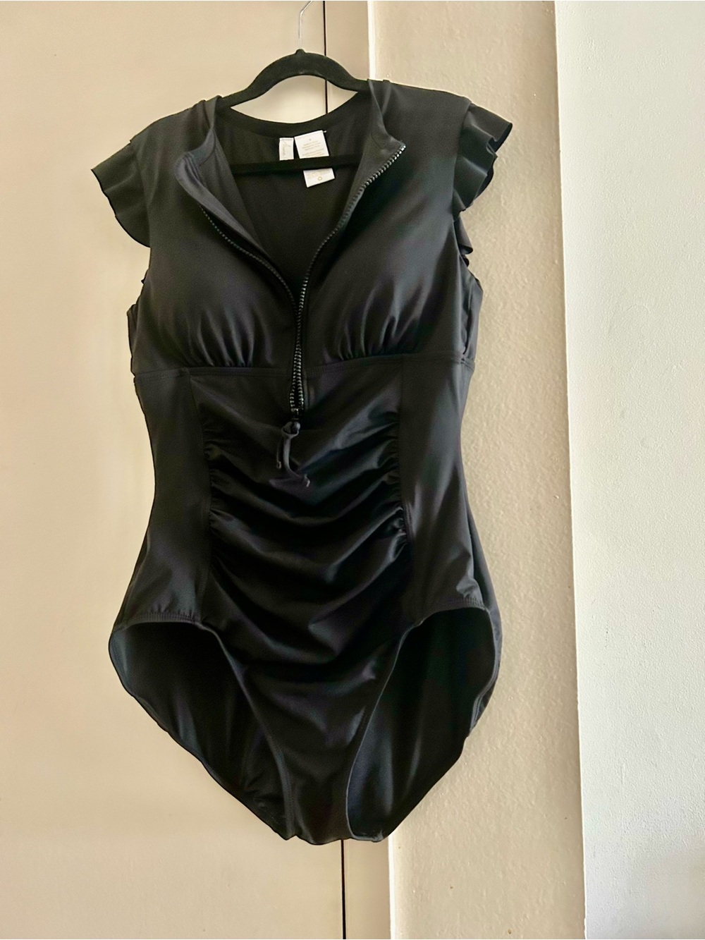 Anne Cole Black Girls' One-Piece Swim Suit with Front Zip